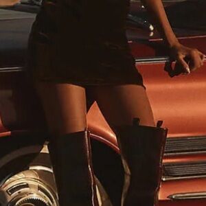 Black velvet mini skirt Anthropologie large new